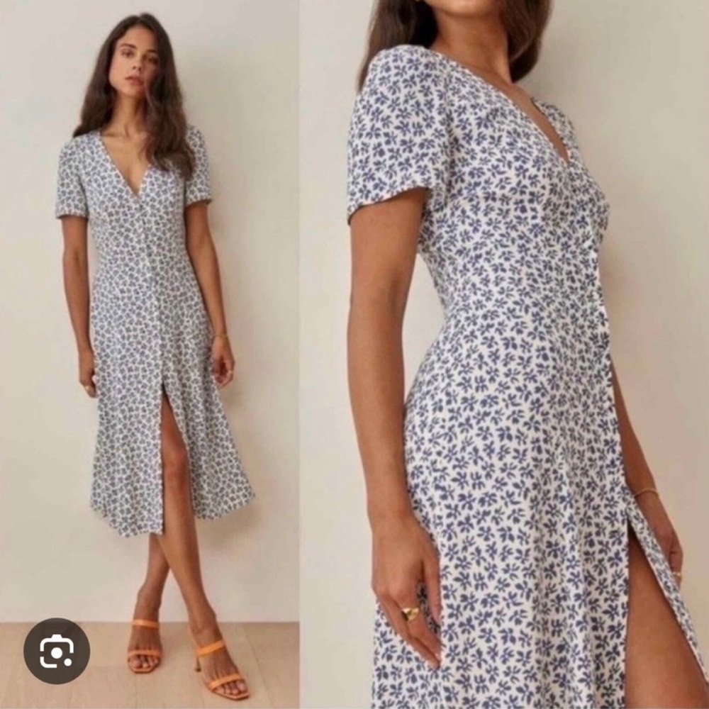 Reformation NWT Beautiful Locklin Bombay midi dress. Size 0. Sold out in stores